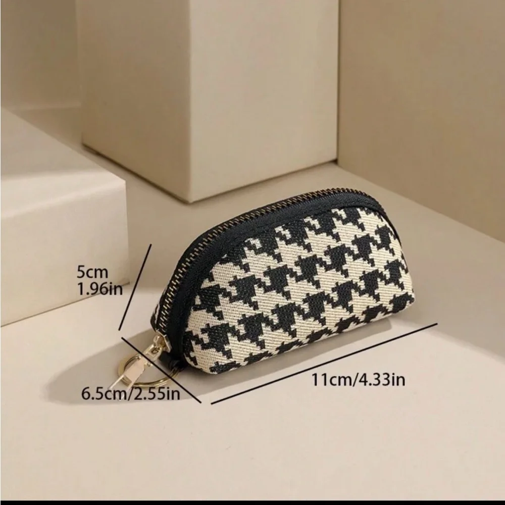 Mini Black and White Checkered Keychain